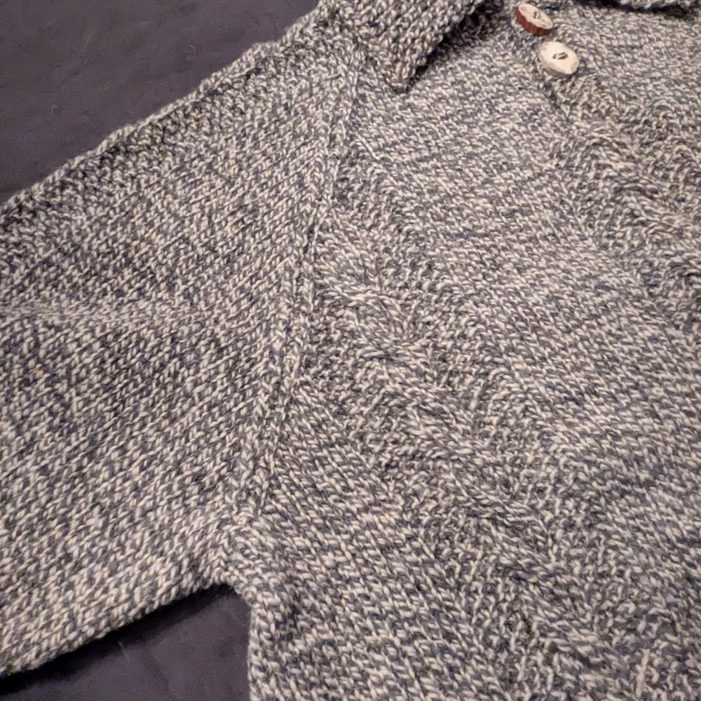 Men's Gray Sweater with Button Detail - Picture 9 of 14